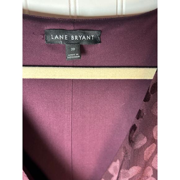 Lane Bryant Leopard Surplice Jacquard Faux Belted burgundy Midi Dress 20 party - Picture 5 of 11